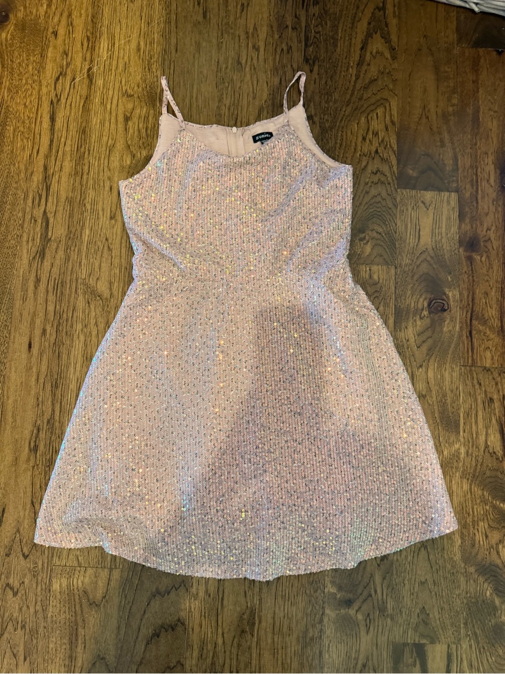 Zunie Blush Pink Sequin-Trim Slip Dress